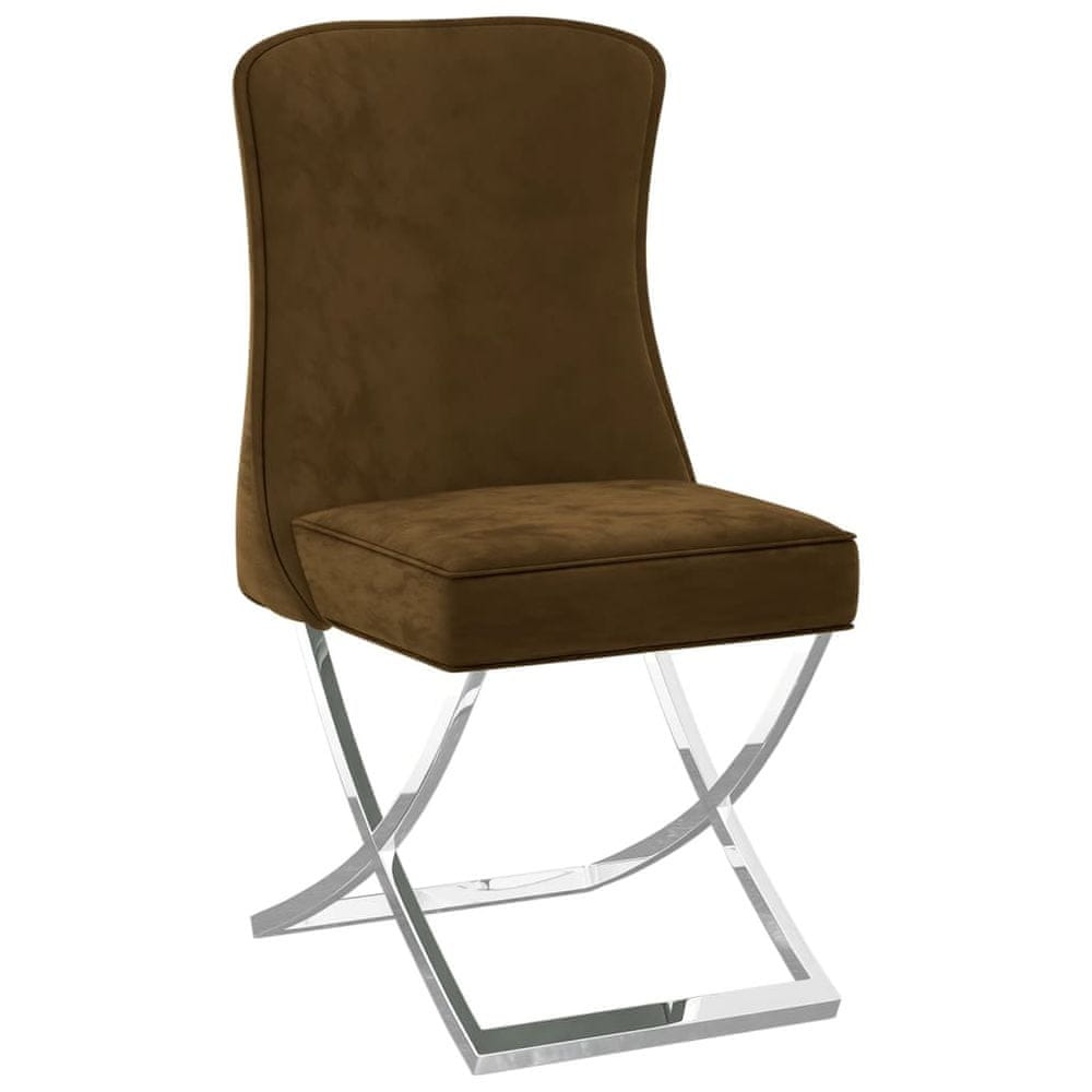 Vidaxl Jedálenská stolička hnedá 53x52x98 cm zamat a oceľ