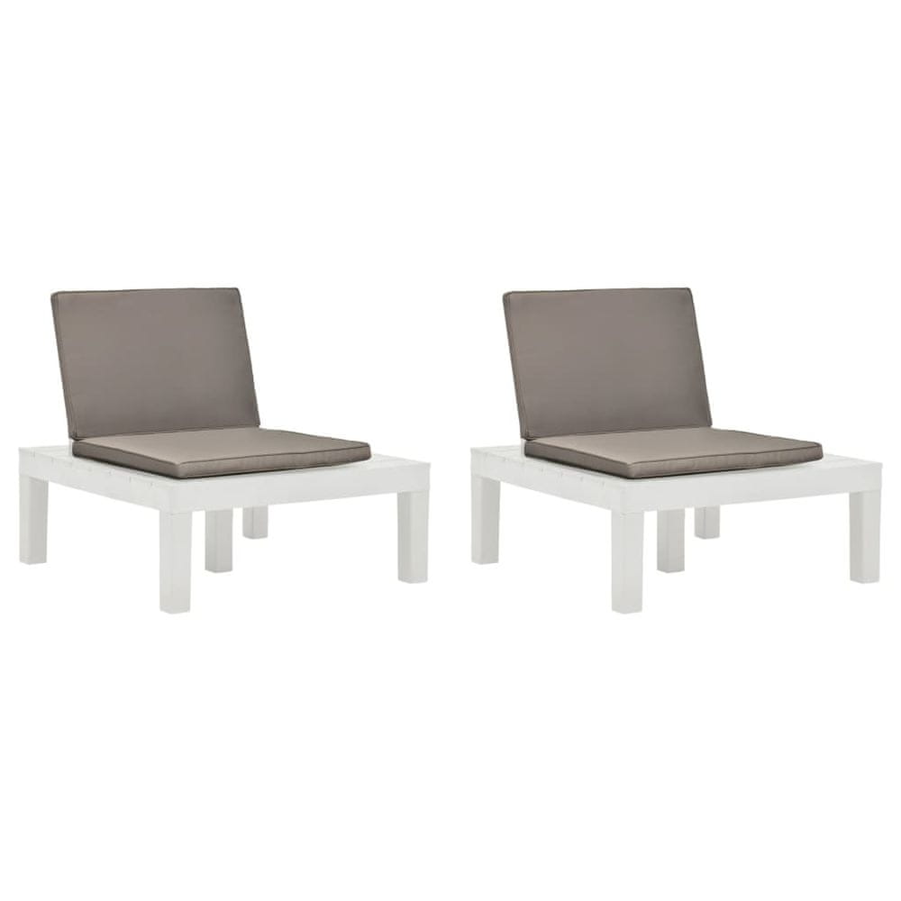Petromila vidaXL Záhradné stoličky s podložkami 2 ks plast biele