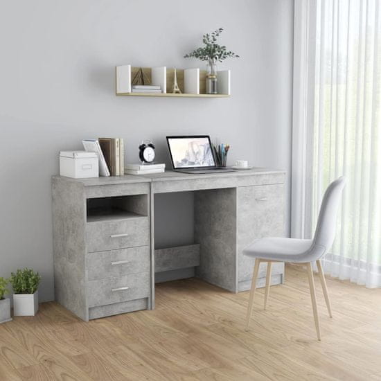Vidaxl Písací stôl betónovo-sivý 140x50x76 cm drevotrieska