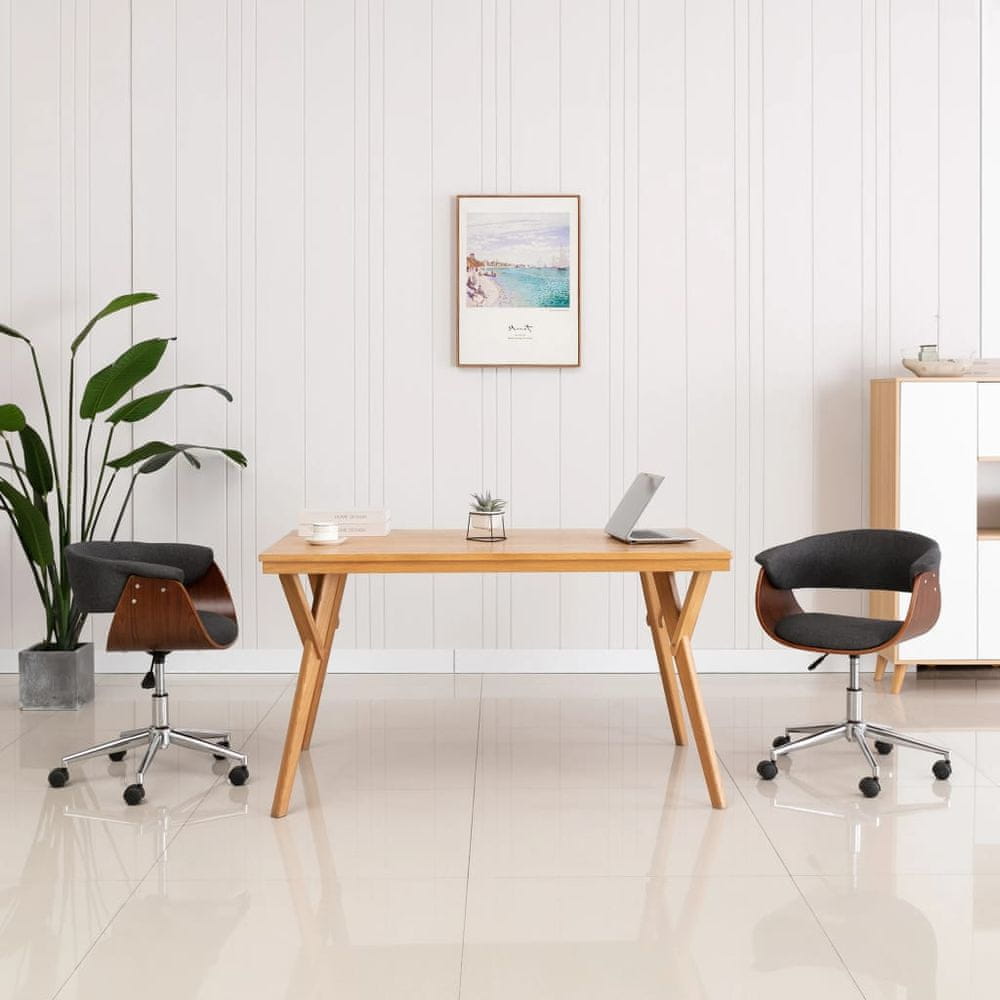 Petromila vidaXL Otočná kancelárska stolička, sivá, ohýbané drevo a látka