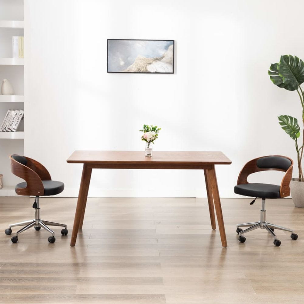 Petromila vidaXL Otočná kancelárska stolička čierna ohýbané drevo a umelá koža