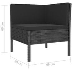 Petromila vidaXL 10-dielna záhradná sedacia súprava+podložky, polyratan, čierna