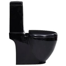 Vidaxl Keramická toaleta/WC do kúpeľne, okrúhla, spodný odtok, čierna