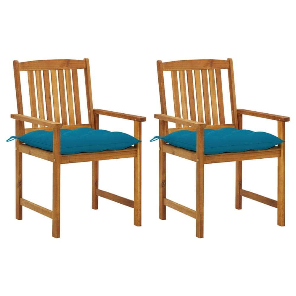Vidaxl Záhradné stoličky s vankúšmi, 2 ks, akáciové drevo