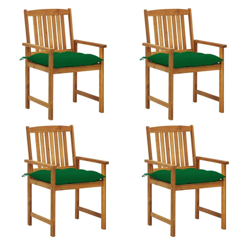 Vidaxl Režisérske stoličky s podložkami 4 ks masívne akáciové drevo