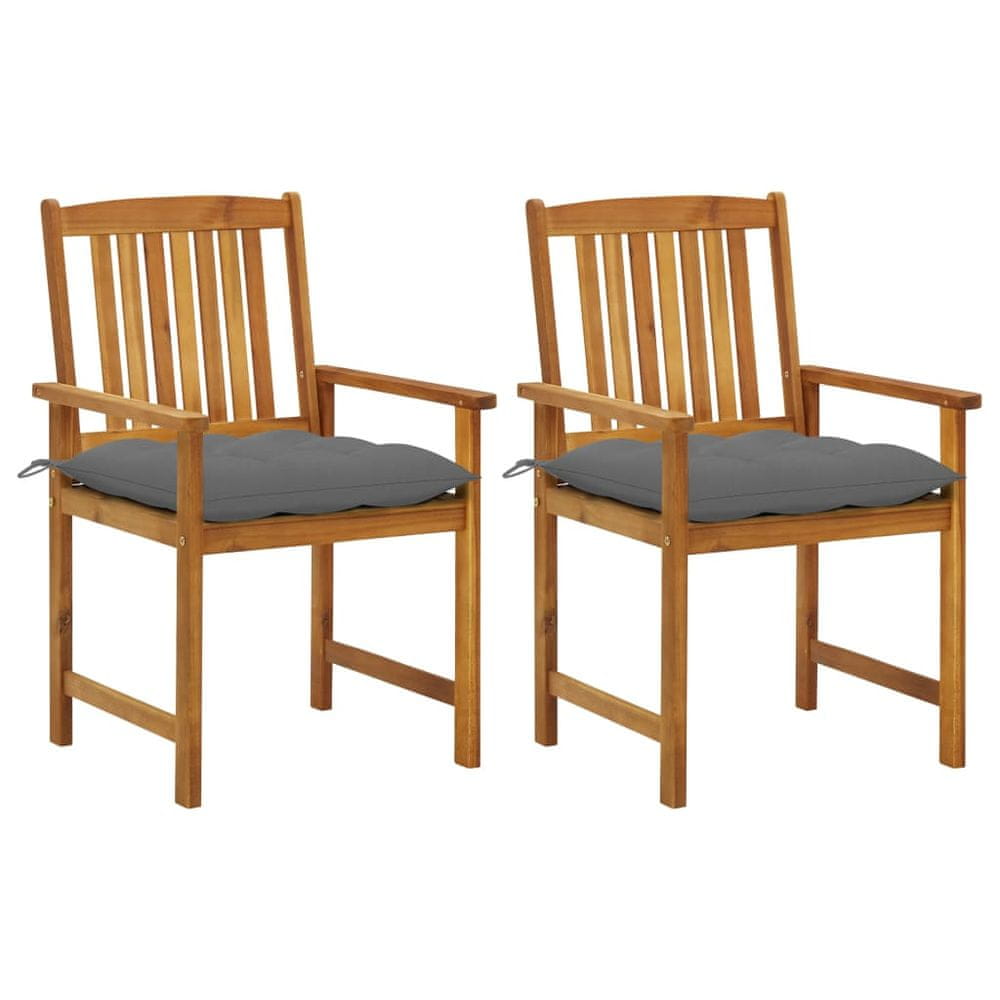 Vidaxl Režisérske stoličky s podložkami 2 ks masívne akáciové drevo