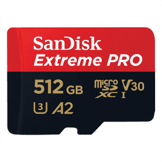 SanDisk Extreme PRO microSDXC 512GB + SD adaptér 200MB/s a 140MB/s A2 C10 V30 UHS-I U3