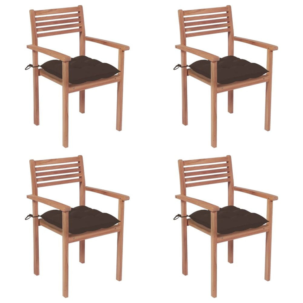 Petromila vidaXL Záhradné stoličky 4 ks sivohnedé podložky teakový masív