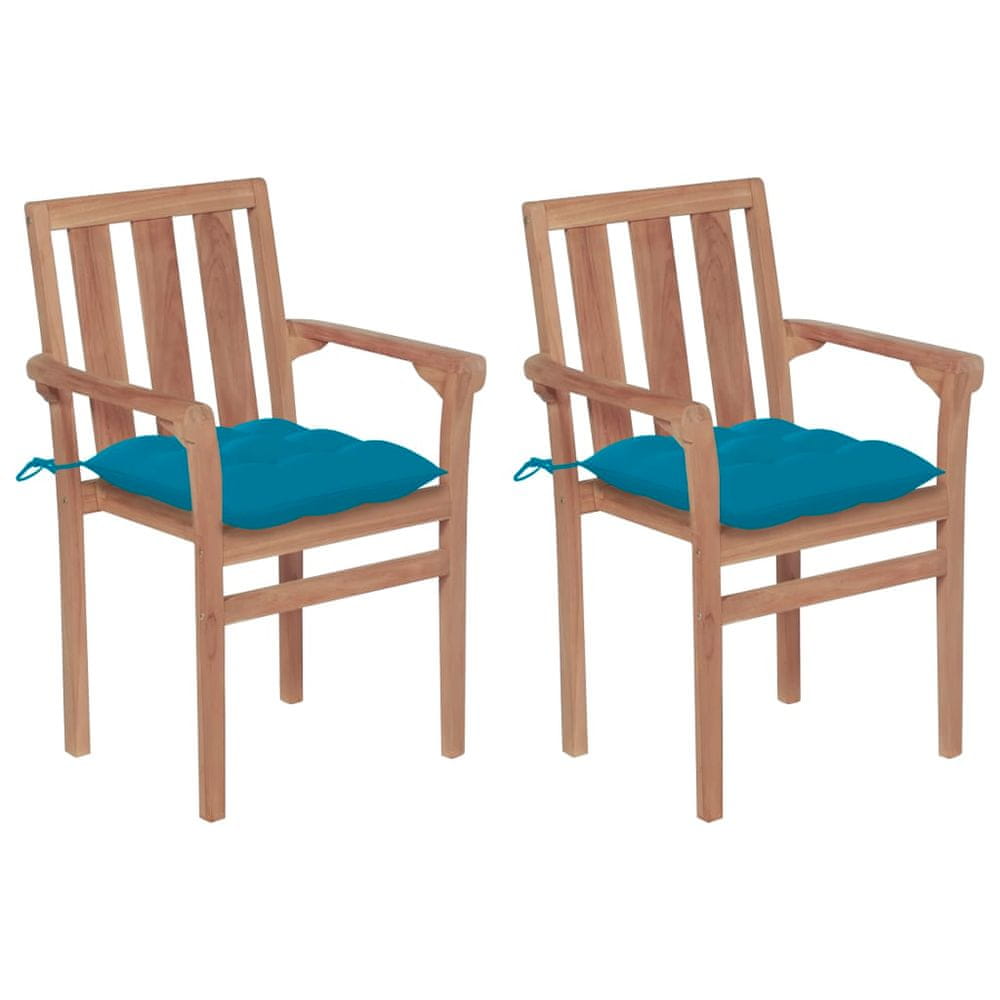Petromila vidaXL Záhradné stoličky 2 ks, svetlomodré podložky, tíkový masív