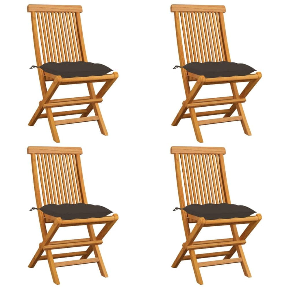 Petromila vidaXL Záhradné stoličky so sivohnedými podložkami 4 ks tíkový masív