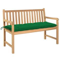 Vidaxl Záhradná lavička, zelená podložka 120 cm, tíkový masív