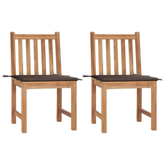 Vidaxl Záhradné stoličky 2 ks s podložkami tíkový masív