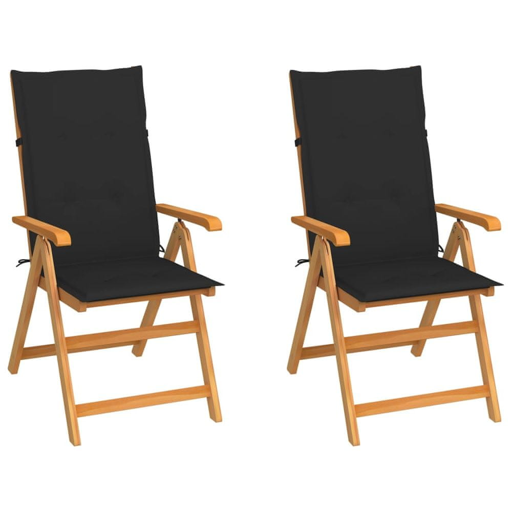 Petromila vidaXL Záhradné stoličky 2 ks s čiernymi podložkami tíkový masív