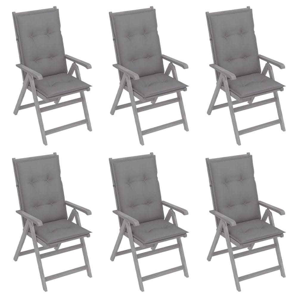 Petromila vidaXL Záhradné sklápacie stoličky 6 ks s podložkami akáciový masív