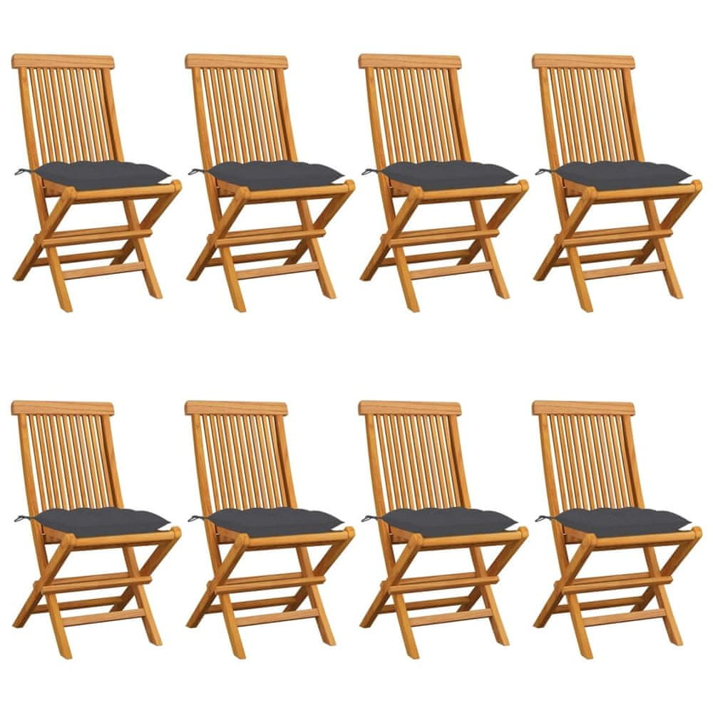 Petromila vidaXL Záhradné stoličky s antracitovými podložkami 8 ks tíkový masív