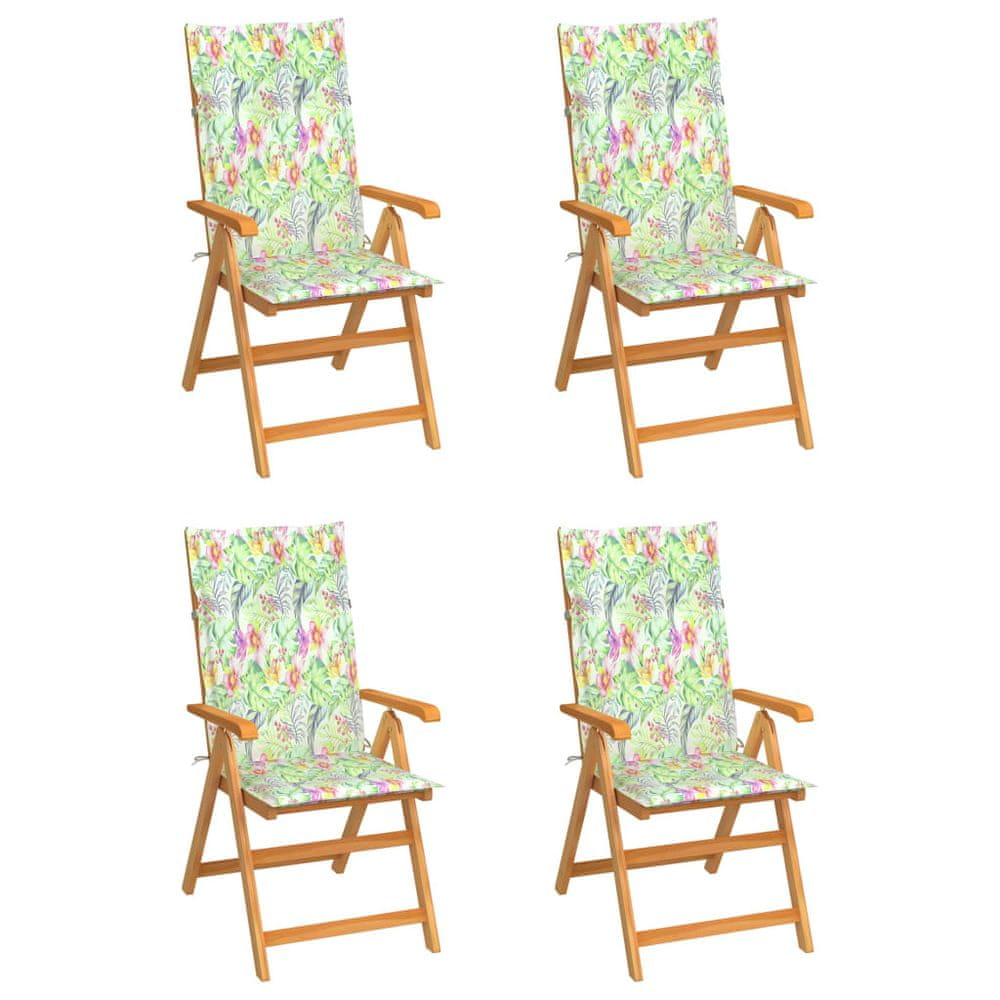Petromila vidaXL Záhradné stoličky 4 ks s listovými podložkami teakový masív