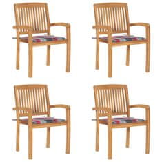 Petromila vidaXL Stohovateľné záhradné stoličky s podložkami 4 ks tíkový masív