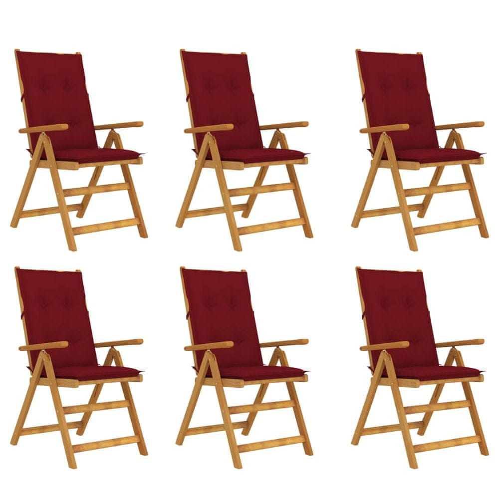 Petromila vidaXL Skladacie záhradné stoličky s podložkami 6 ks akáciový masív