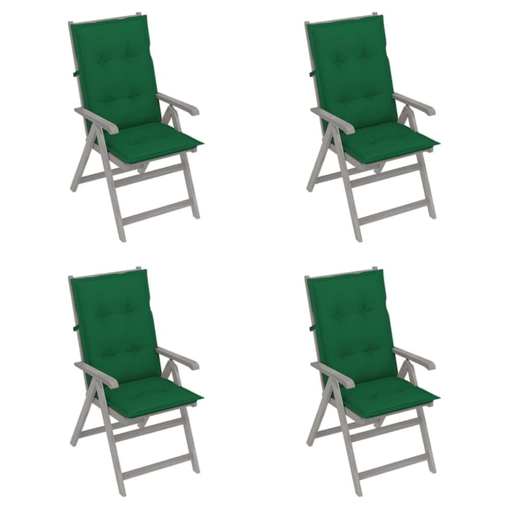 Vidaxl Záhradné sklápacie stoličky 4 ks s podložkami akáciový masív