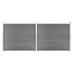 Vidaxl Sada plotových panelov WPC 353x146 cm sivá