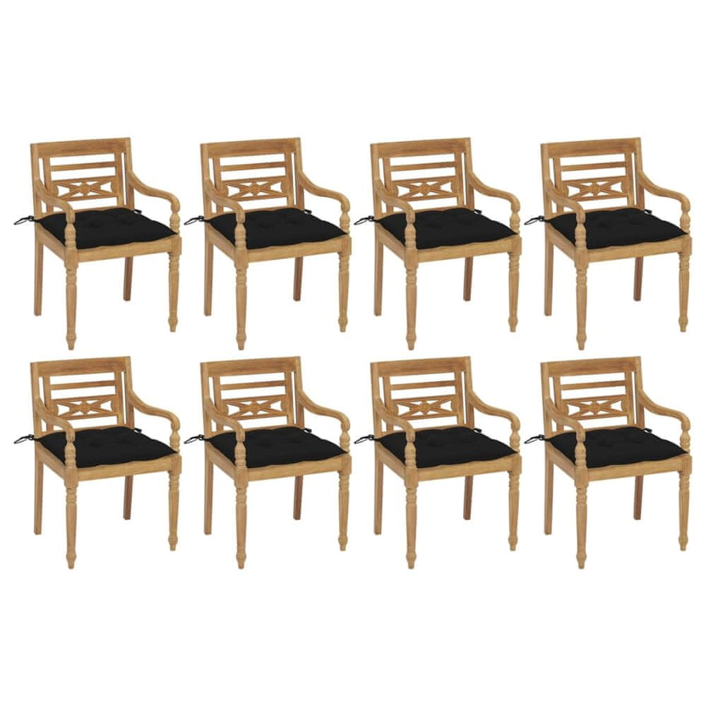 Petromila vidaXL Batavia stoličky s podložkami 8 ks tíkový masív