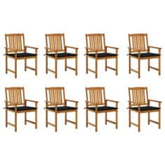 Vidaxl Záhradné stoličky s podložkami 8 ks akáciový masív