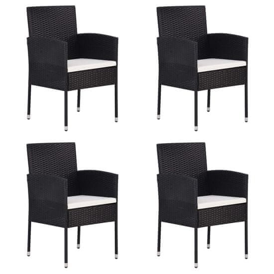 Vidaxl Záhradné stoličky 4 ks, polyratan, čierne