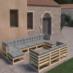 Petromila vidaXL 10-dielna záhradná sedacia súprava+podložky, borovicový masív