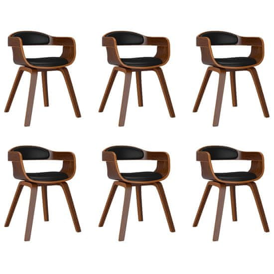 Vidaxl Jedálenská stolička 6 ks čierne ohýbané drevo a umelá koža