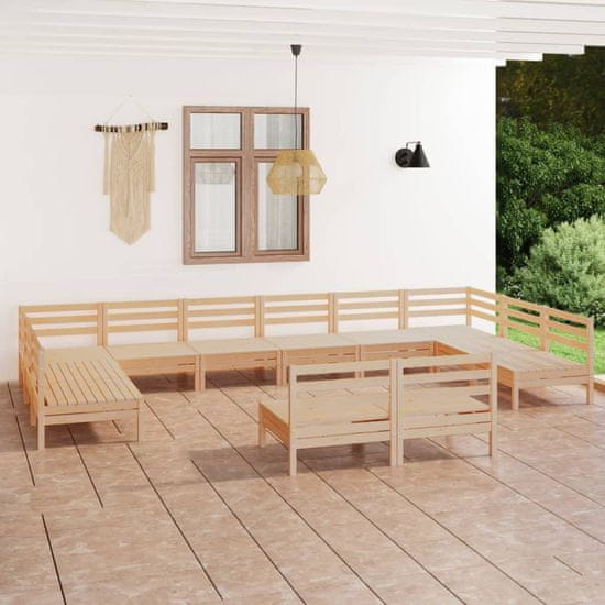Vidaxl 12-dielna záhradná sedacia súprava masívne borovicové drevo