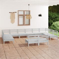Vidaxl 12-dielna záhradná sedacia súprava biela borovicové drevo