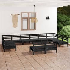Vidaxl 12-dielna záhradná sedacia súprava čierna borovicový masív
