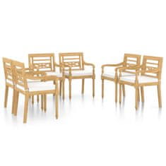 Petromila vidaXL Batavia stoličky so sedákmi 6 ks masívne teakové drevo