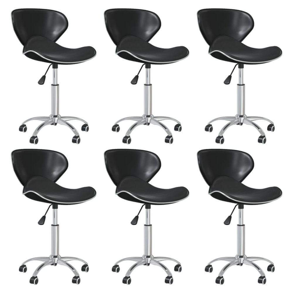 Vidaxl Otočné stoličky, 6 ks, čierna, koženka