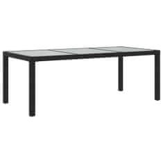 Vidaxl Záhradný stôl čierny 190x90x75 cm tvrdené sklo a polyratan