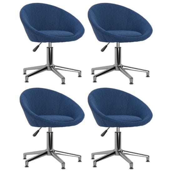 Vidaxl Otočné jedálenské stoličky 4 ks modré látkové