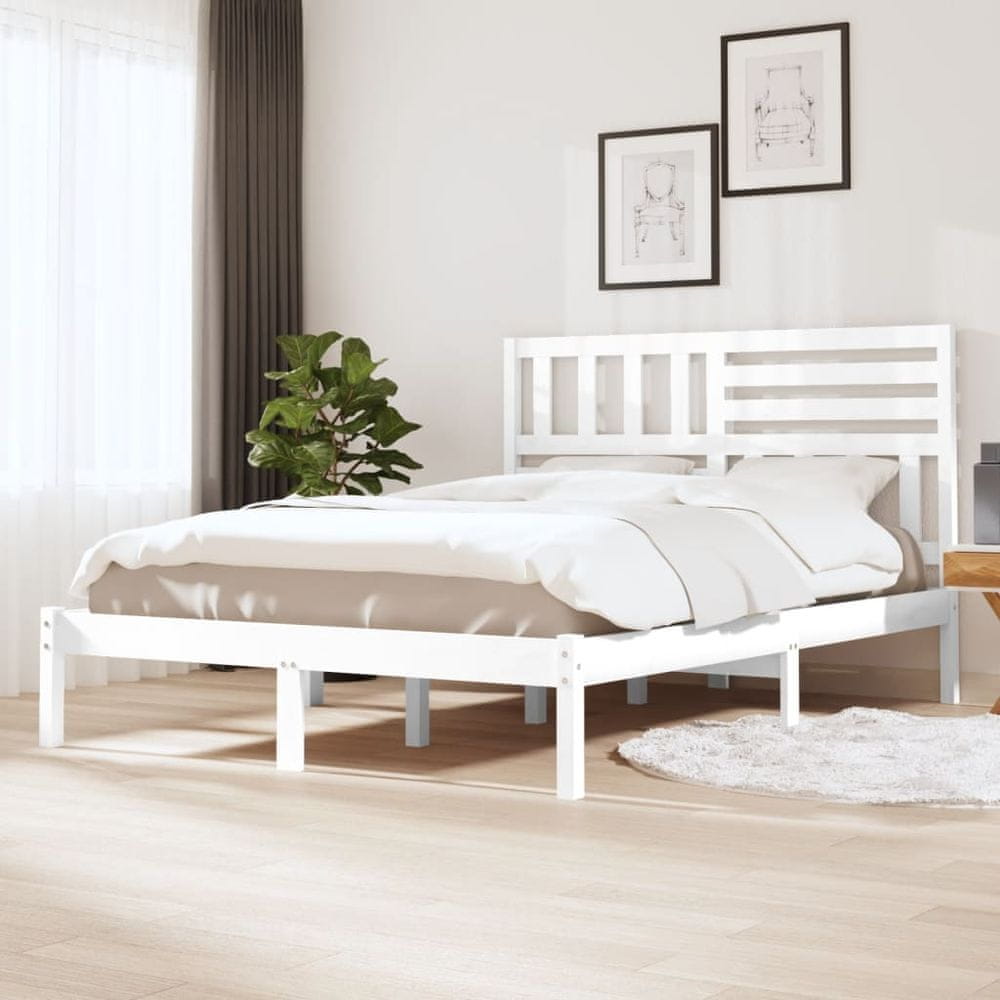 Vidaxl Rám postele, biely, masívne borovicové drevo, 120 x 200 cm