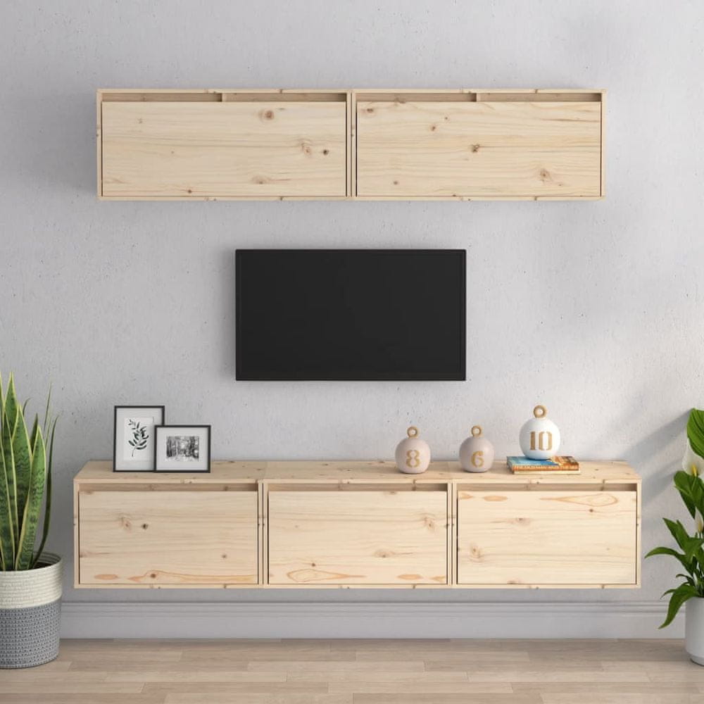 Vidaxl TV skrinky, 5 ks, masívne borovicové drevo