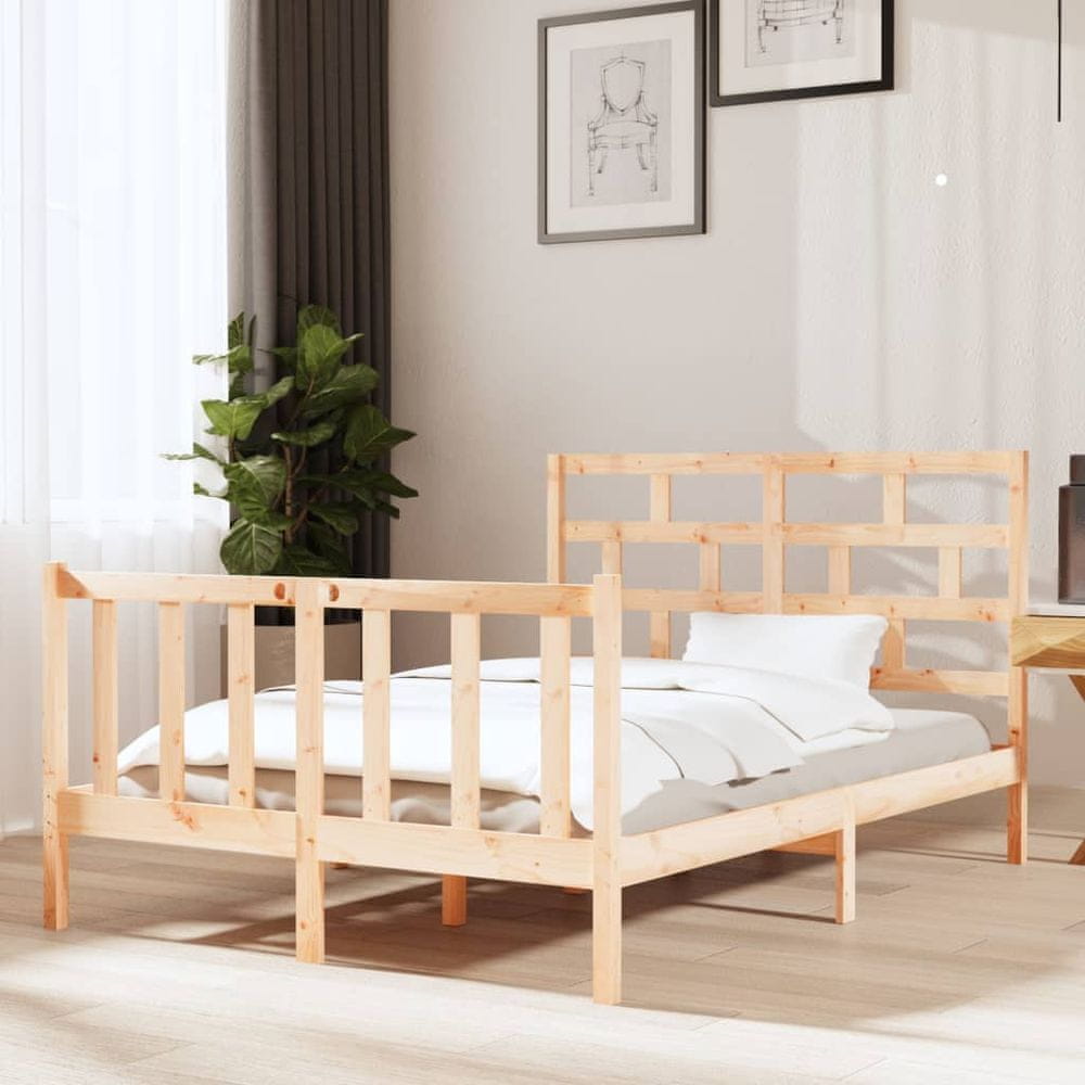 Vidaxl Rám postele, masívne borovicové drevo, 120x190 cm, dvojmiestny