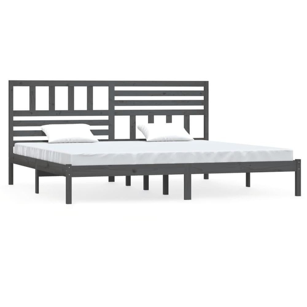 Vidaxl Rám postele sivý borovicový masív 200x200 cm