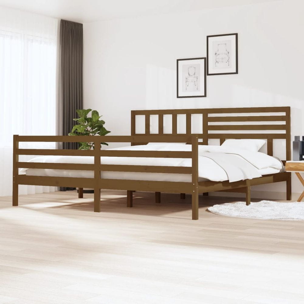 Vidaxl Rám postele, medovo hnedý, masívne drevo, 180x200 cm, 6FT