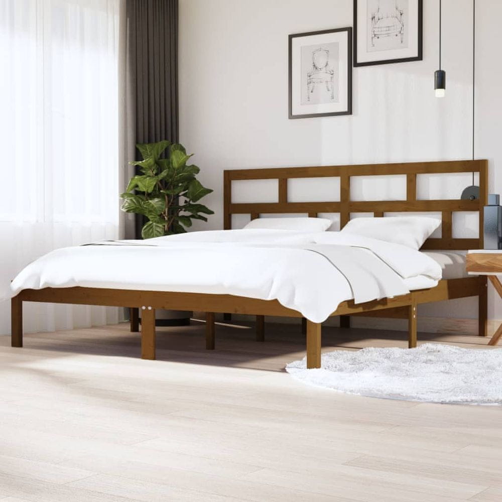 Vidaxl Rám postele medovo-hnedý masívna borovica 200x200 cm