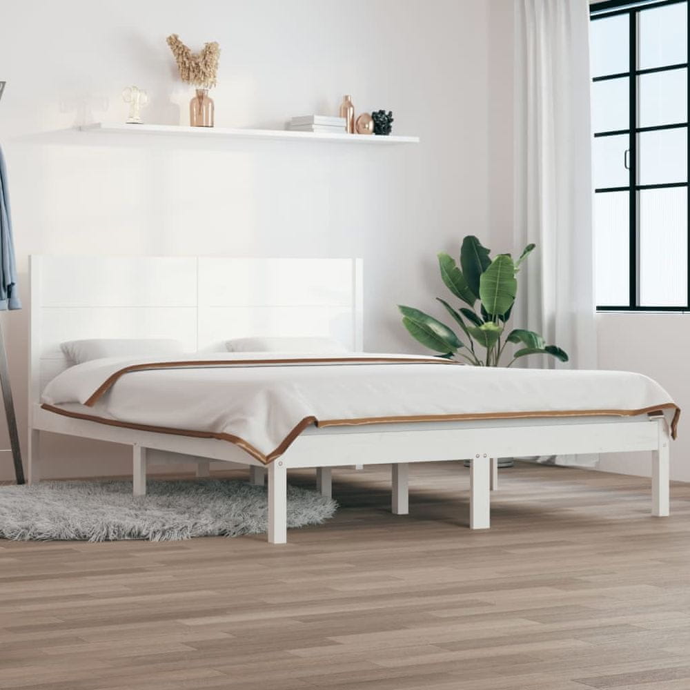 Vidaxl Rám postele, biely, masívne borovicové drevo, 140x200 cm
