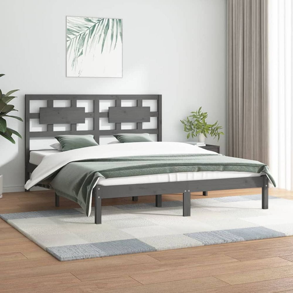 Vidaxl Rám postele, sivý, masívne borovicové drevo, 120x200 cm