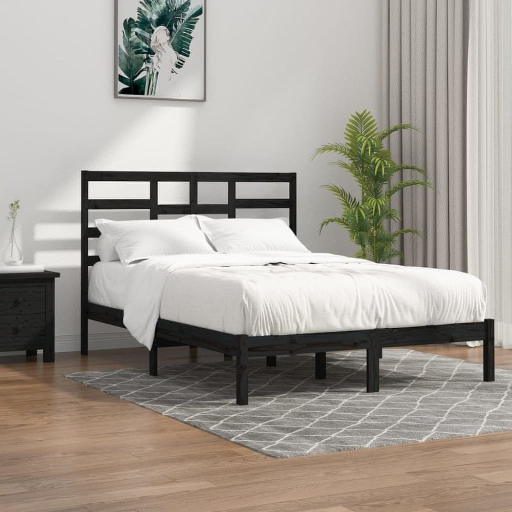 Vidaxl Rám postele, čierny, masívne drevo, 120x190 cm, dvojlôžko