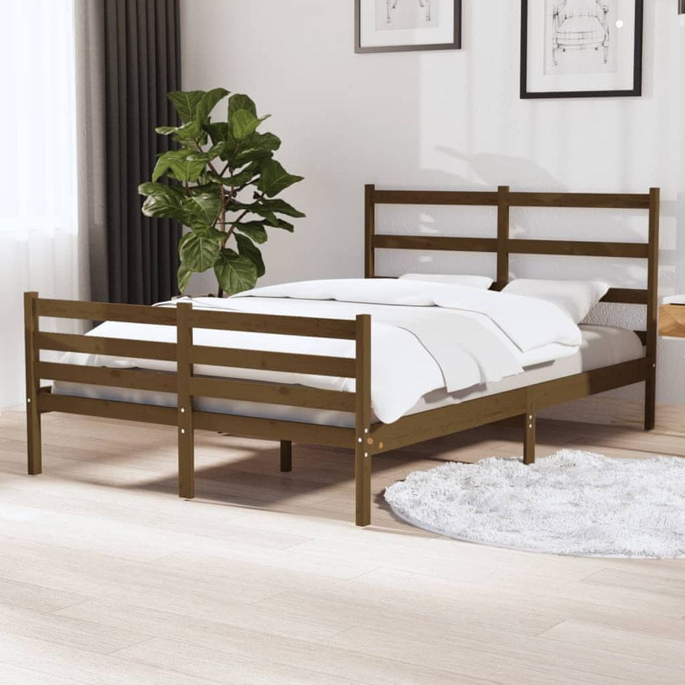 Vidaxl Rám postele, medovo hnedý, masívne borovicové drevo, 120x190 cm