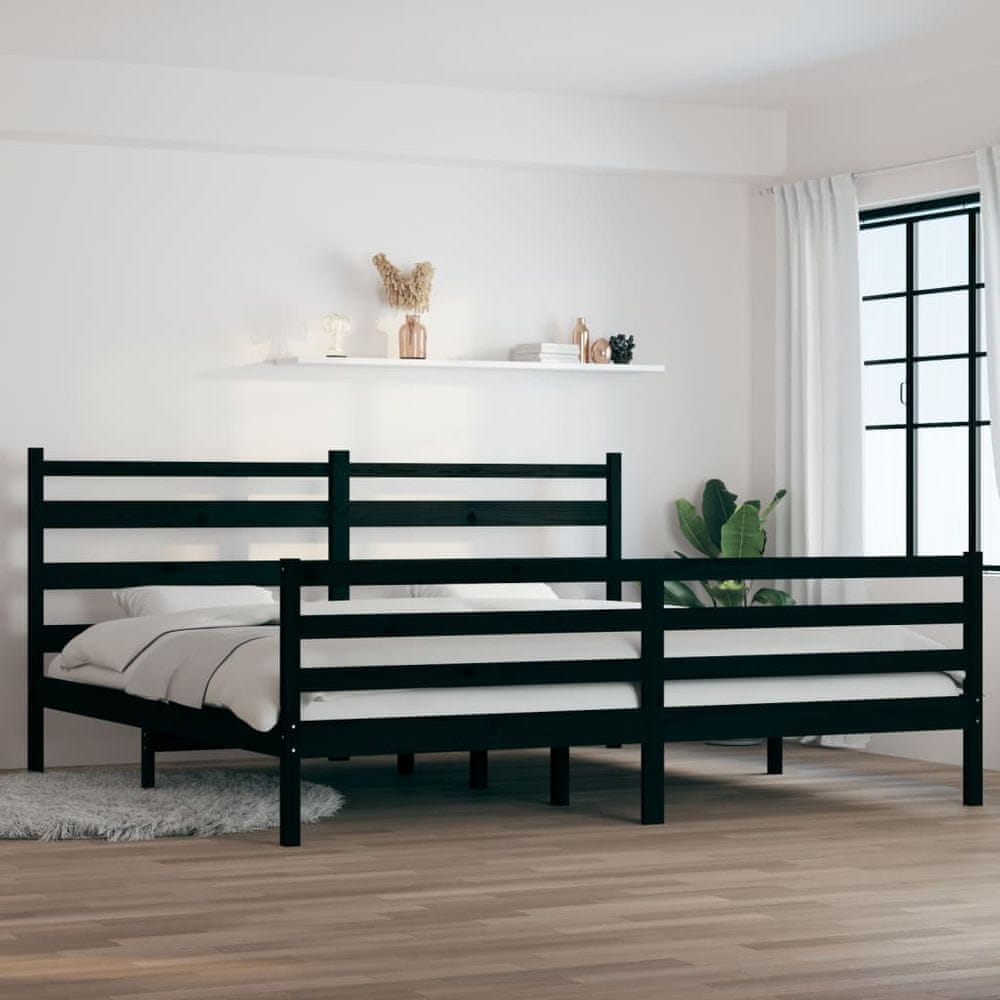 Vidaxl Rám postele, masívne borovicové drevo, 200 x 200 cm, čierny