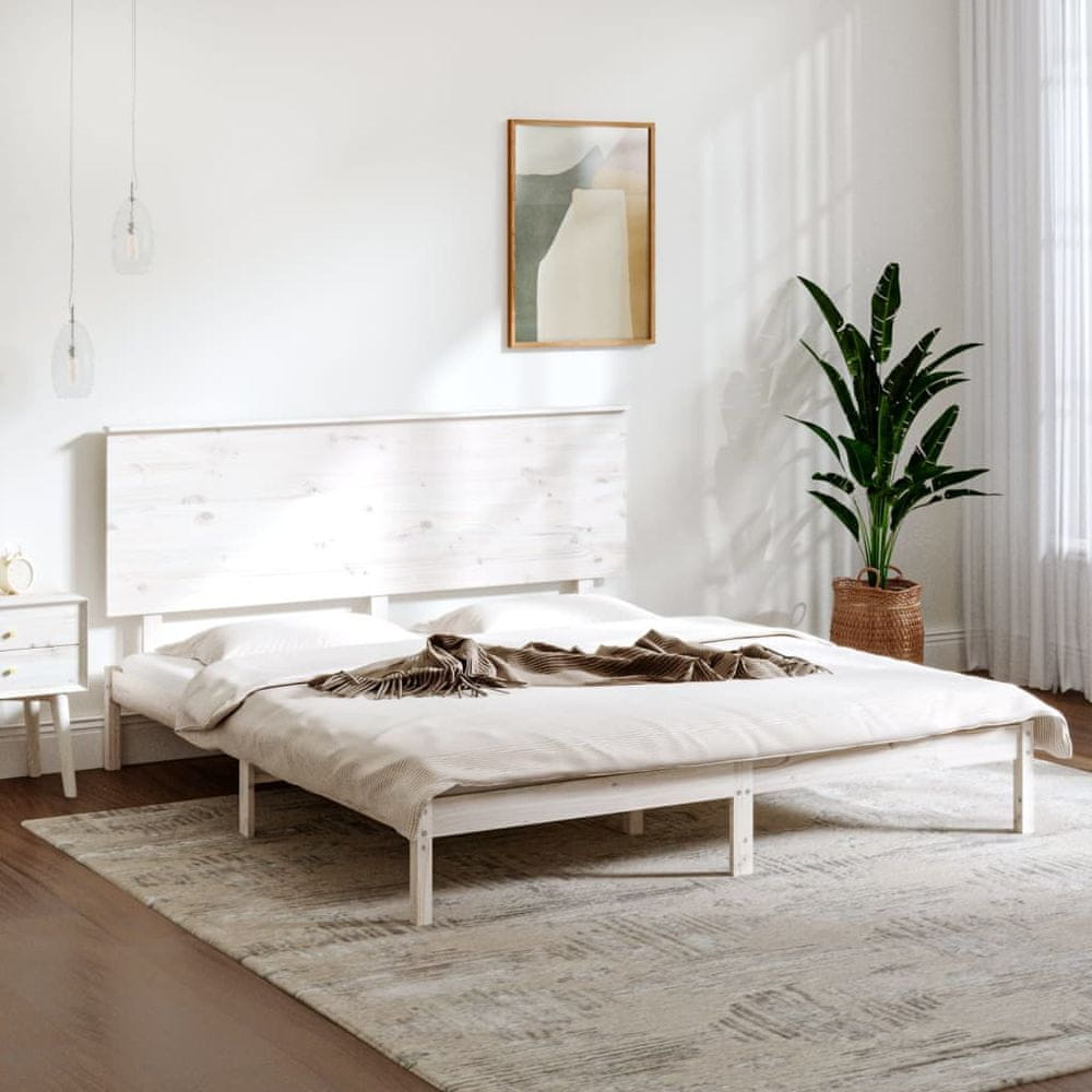 Vidaxl Rám postele, biely, masívne borovicové drevo, 160 x 200 cm