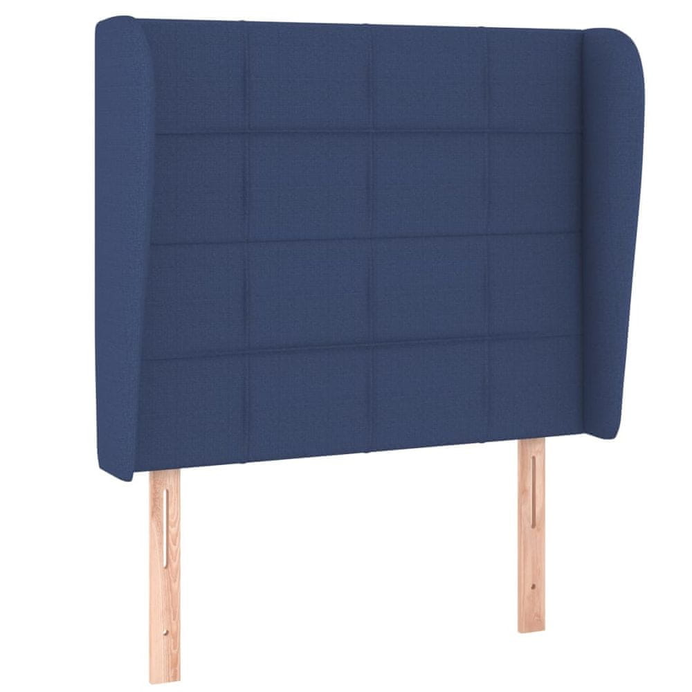 Vidaxl Čelo postele so záhybmi modré 103x23x118/128 cm látka