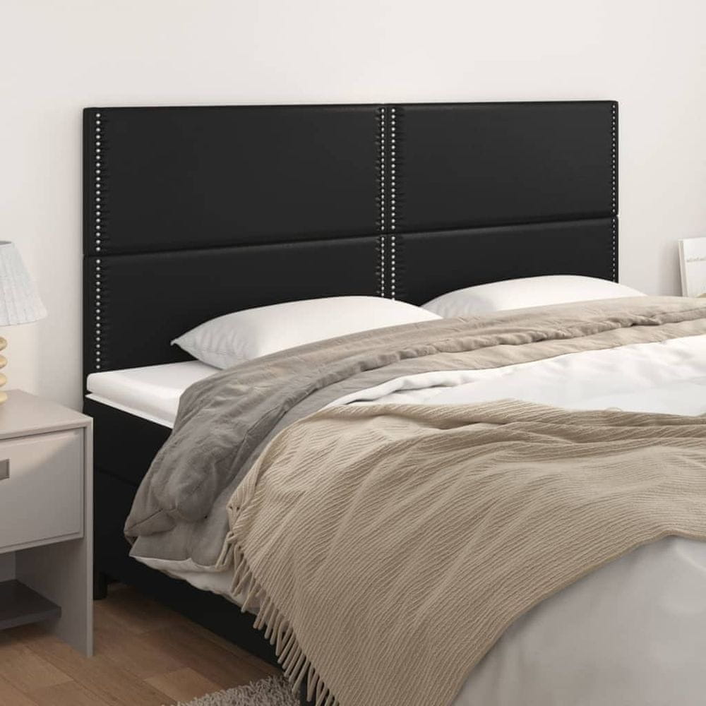 Vidaxl Čelá postele 4 ks čierny 100x5x78/88 cm umelá koža